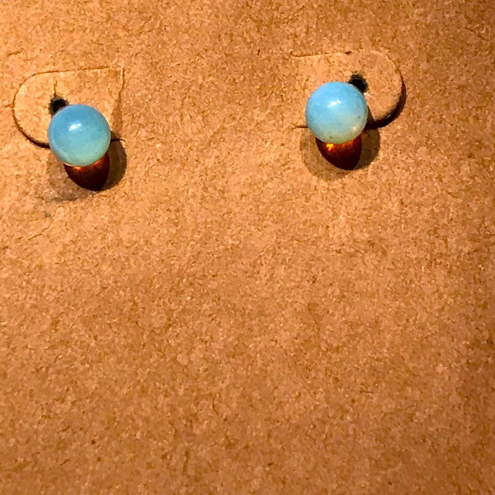 Sky blue iridescent stud pierced earrings